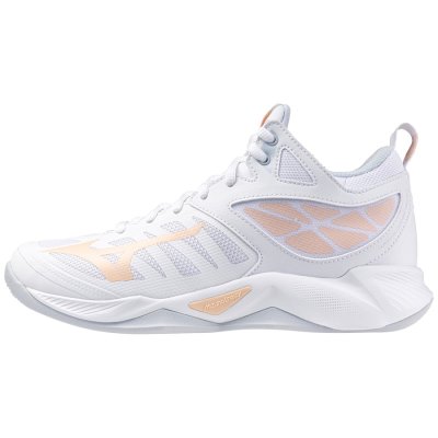 Zapatillas Para Voleibol Mizuno WAVE Dimension Mid Mujer - Blancos / Naranjas Claro / Azules Claro